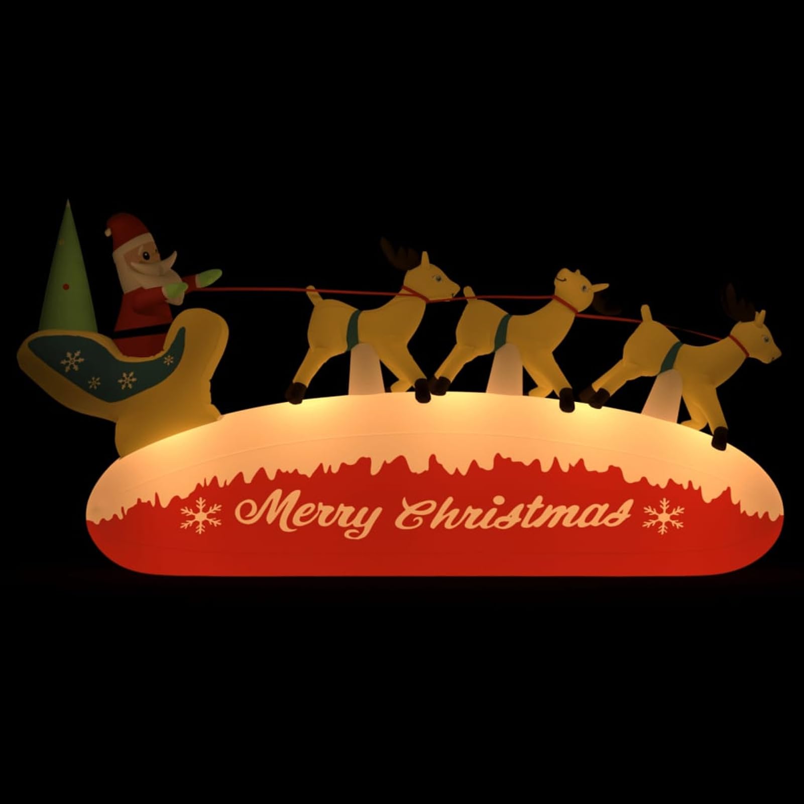 Gecheer Décoration Gonflable de Noël Père Noël et Renne - 285 x 77 x 145 cm - LED intégrées - IP 20-12W