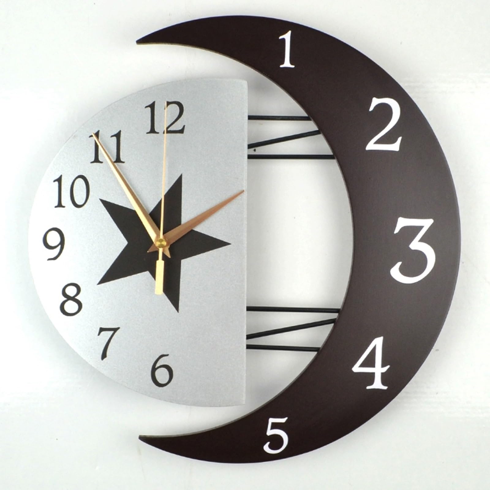 Horloge murale moderne lune silencieuse et sans tic-tac pour maison