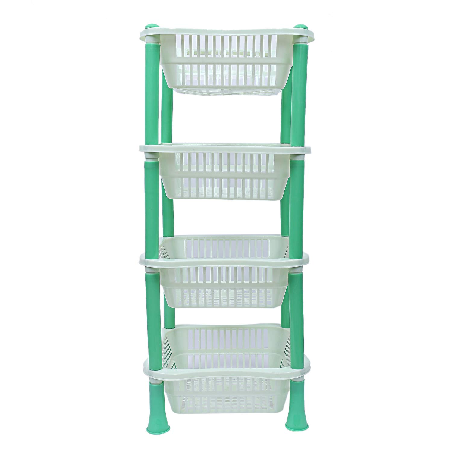 Kuber Industries Plastic 4 Layer Multi-purpose Kitchen Storage Basket Rack (Green)-CTKTC25263