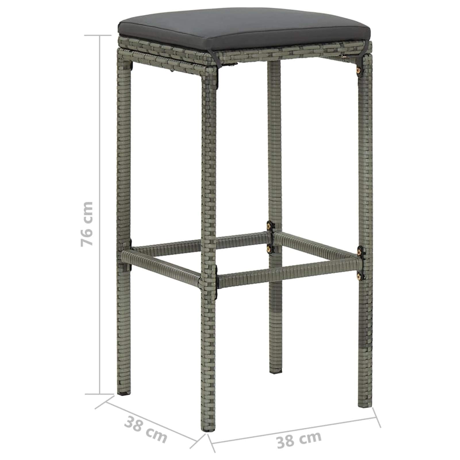 Set da Bar da Giardino 5 pz con Cuscini in Polyrattan Grigio-Mobili Bar da Giardino,Angolo Bar da Giardino Cortile Esterno