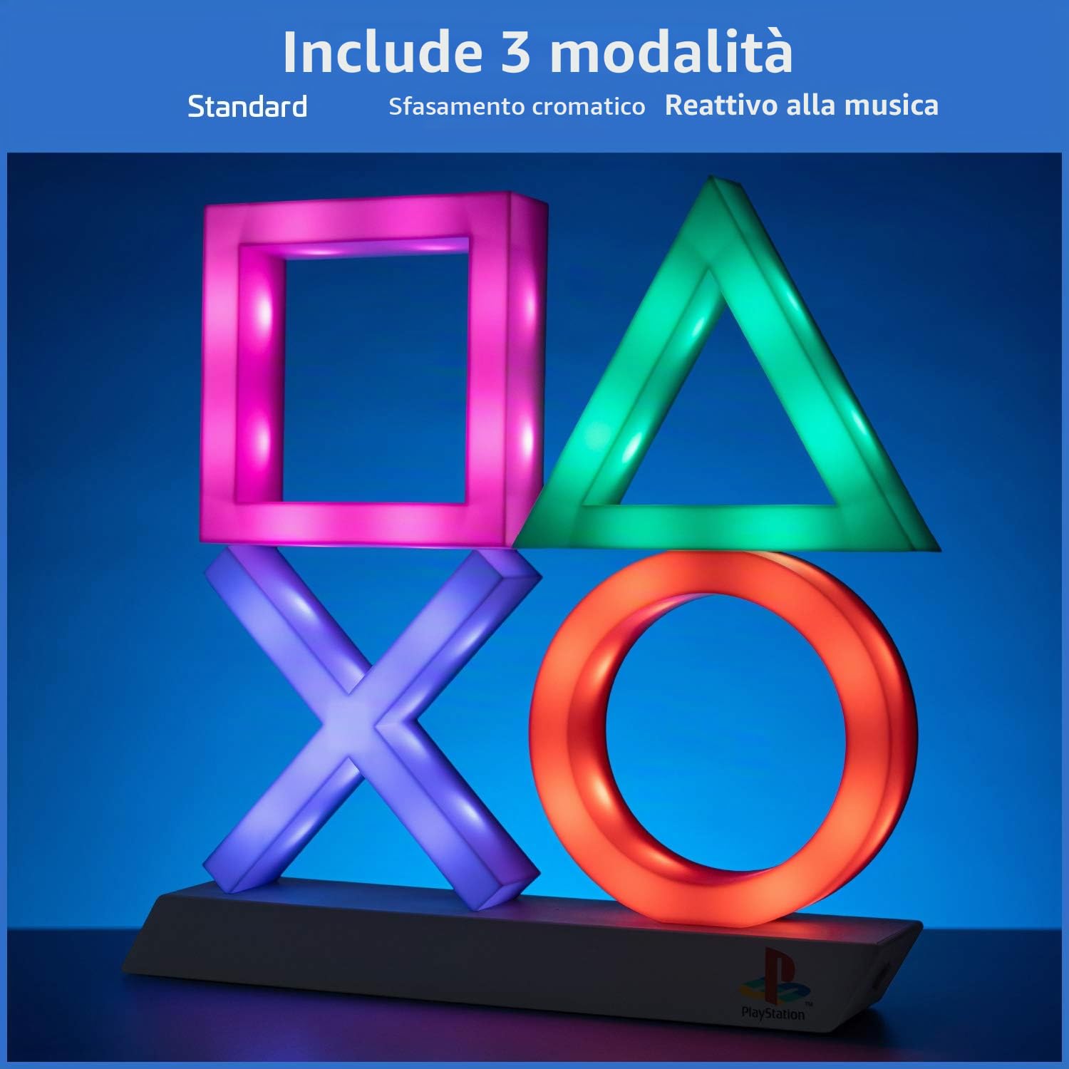 Paladone PlayStation Icone Luce, Extra grande, Tre modalità di illuminazione, musica reattiva