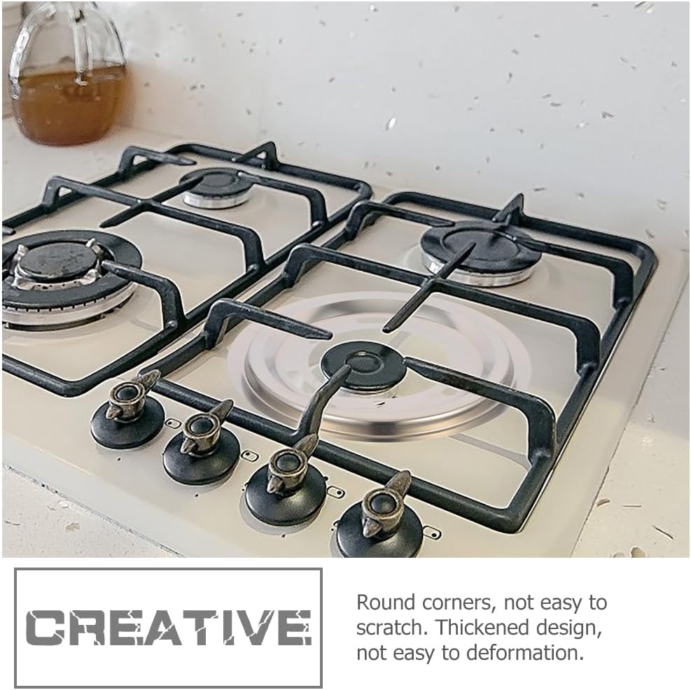 Gatuida 4 Pcs Gas Stove Drip Pans 8.46 Inch Durable Stainless Steel Range Burner Covers Kitchen Gas Range Accessories Easy to Clean Drip Tray Set