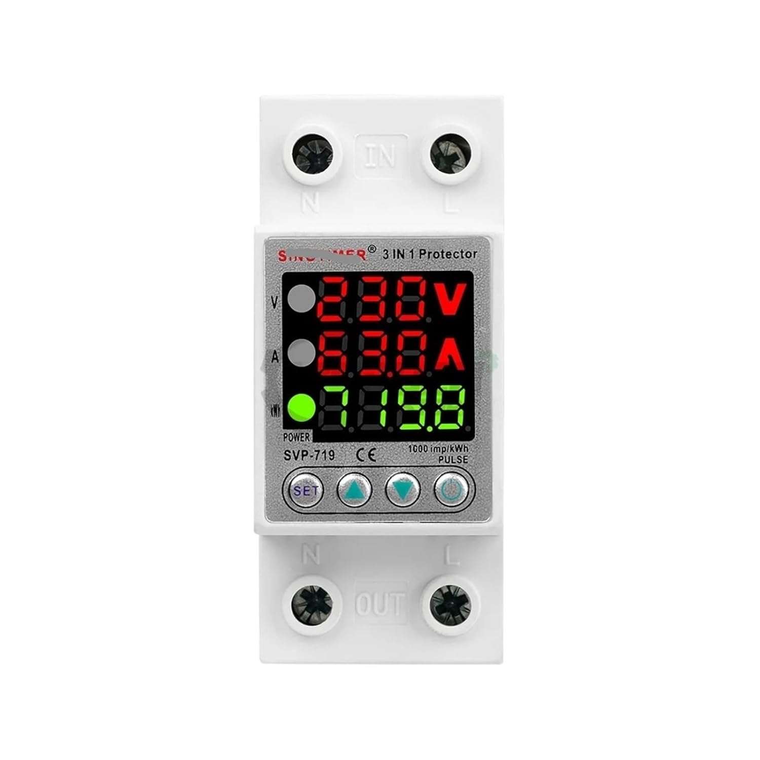 JFUDJKLI 63A 230V 3IN1 ディスプレイ DIN レール 調節可能 過電圧 過電圧 機器 プロテクター リレー 過