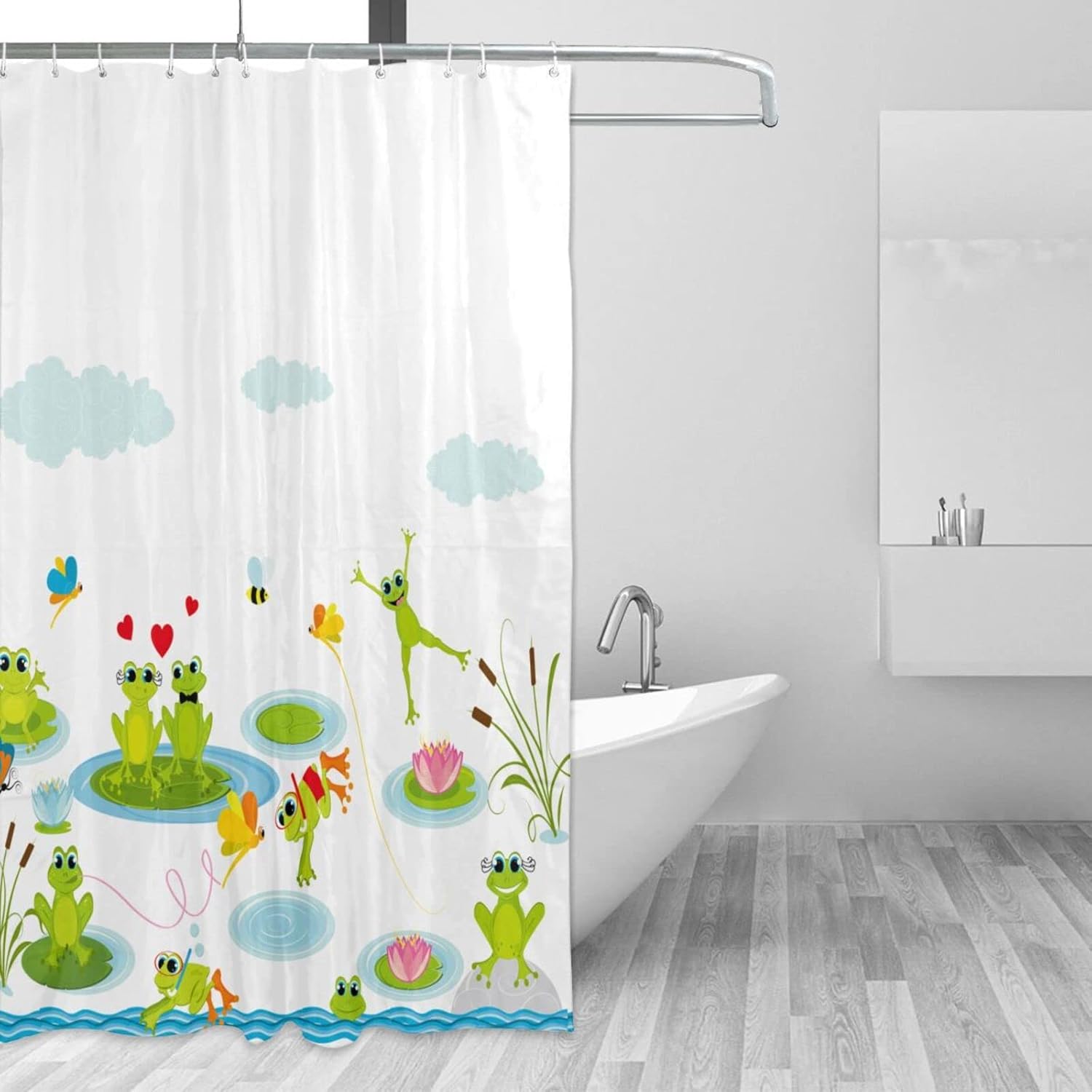 GURUSS Summer Frog Shower Curtain,Waterproof Shower Curtains for Bathroom,cortinas