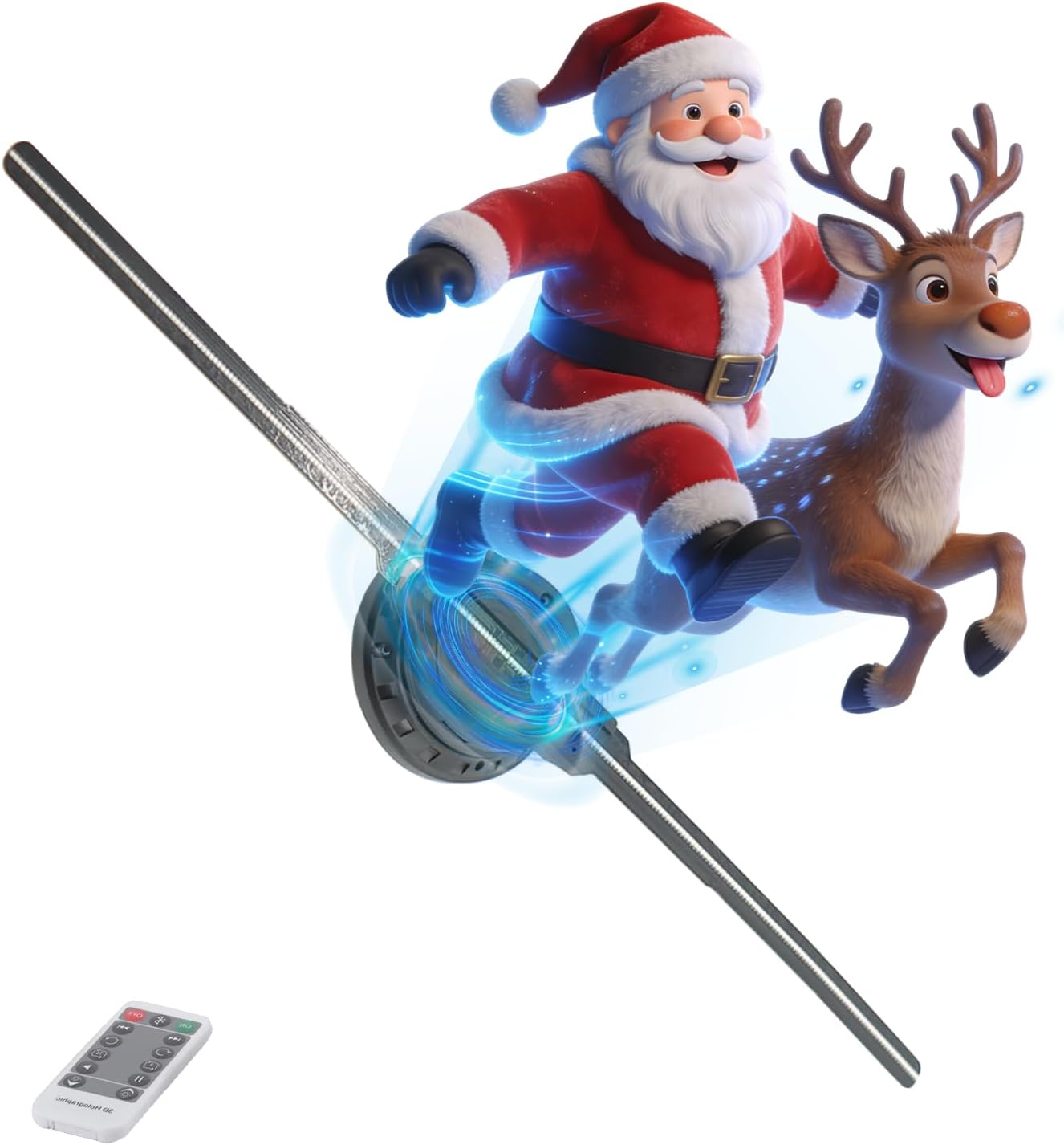 3Dhologramfan 19.7 “, LED Holographic Display Fan for Commercial Advertising, App/PC/WiFi/Bluetooth, 3Dhologram Projector Fan for Store, Holiday, Retail & Trade Show Display with 1500 Video Library