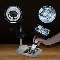 Vista 9 de Microscopio digital con soporte ajustable brillo aumento LED soporta idiomas para reparación y aprendizaje de placas de identificación de joyas