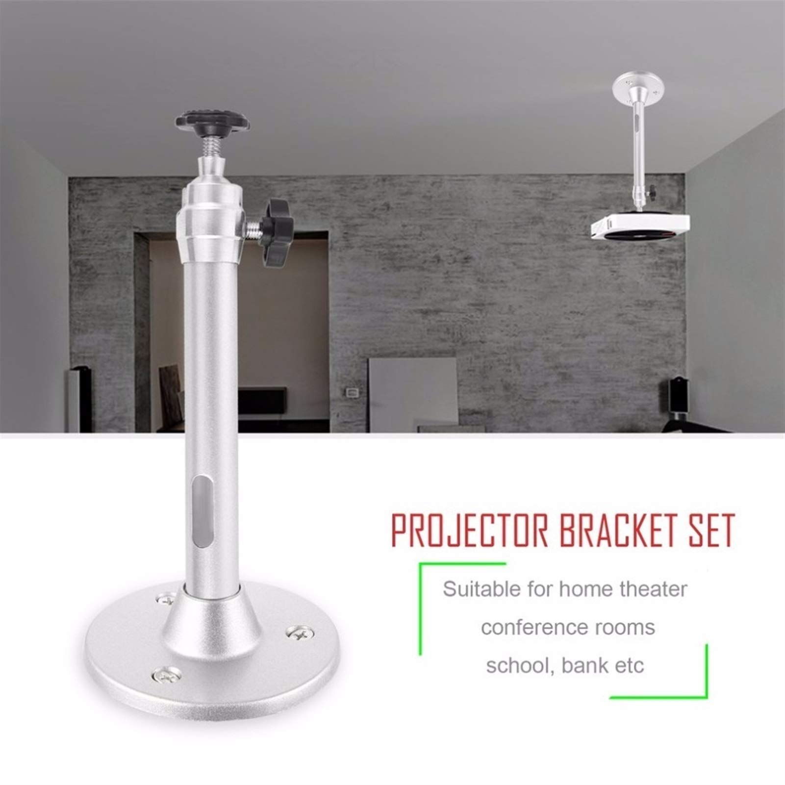 Stand del Proiettore, Supporto Regolabile Universal Mini proiettore supporto con lega di alluminio in lega di alluminio a 360 gradi per il soffitto a parete a parete in metallo supporto supporto con s