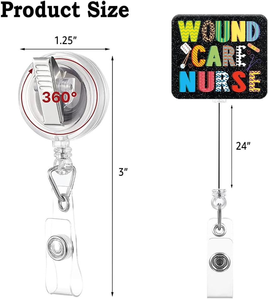 Wound Care Nurse Retractable Glitter Badge Reel with Alligator Clip, Funny Badge Holder Gifts for ER WOC Nurse Wound Team Lab Tech Nursing First Responder, Urgent Care Nurse Gifts - Image 2