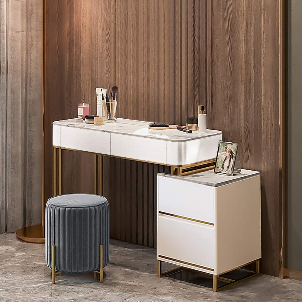 NG Decor White Green ply Engineered Plywood Modern Makeup Vanity Expendable Dressing Table with Cabinet.-picture-12