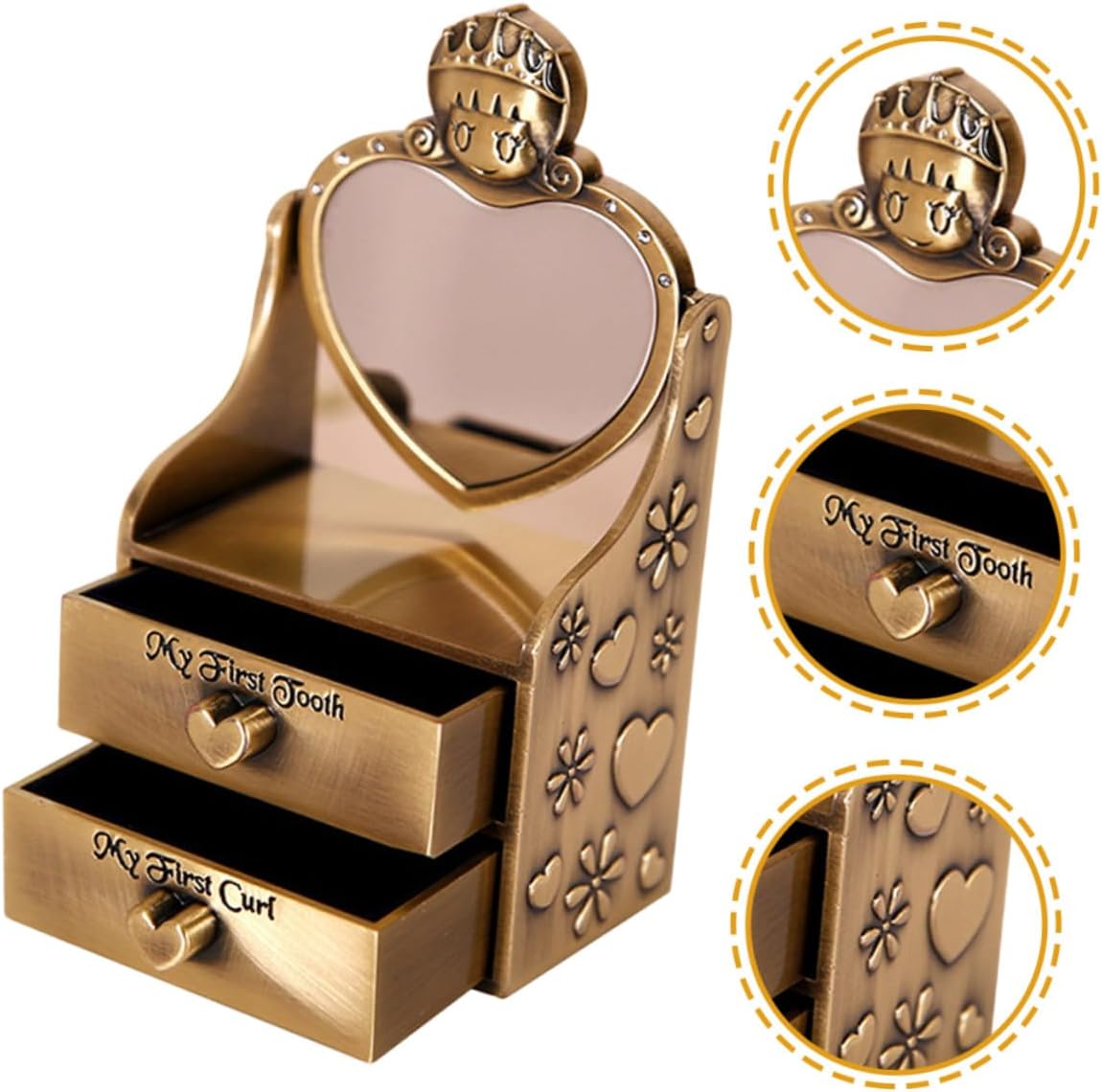 Premium Metal Keepsake Box for First Tooth and Fetal Hair Storage Alloy Material with Creative Design Gift for Newborns and Mothers Sturdy Memory Keeper for Growth