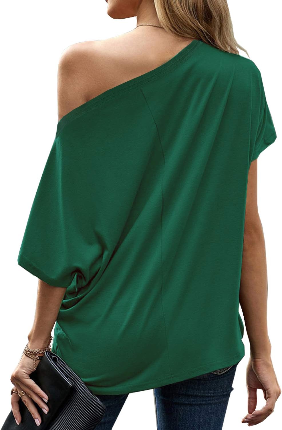 LEIYEE Womens Off Shoulder Tops Summer Casual Short Sleeve Front Twist Knot T Shirts Blouses - Image 2