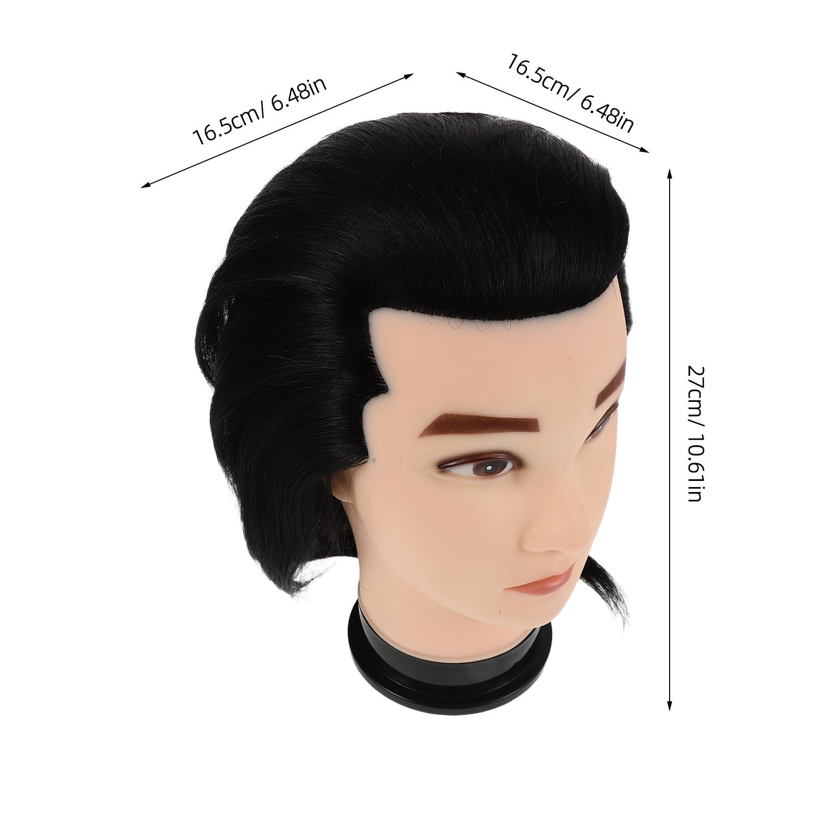 Housoutil Friseur Mannequinkopf aus Echtem Haar Schwarzer Übungskopf für Friseure Realistische Stylingpraxis und Hygienisch für Salon Training und Mobile Kosmetikkurse