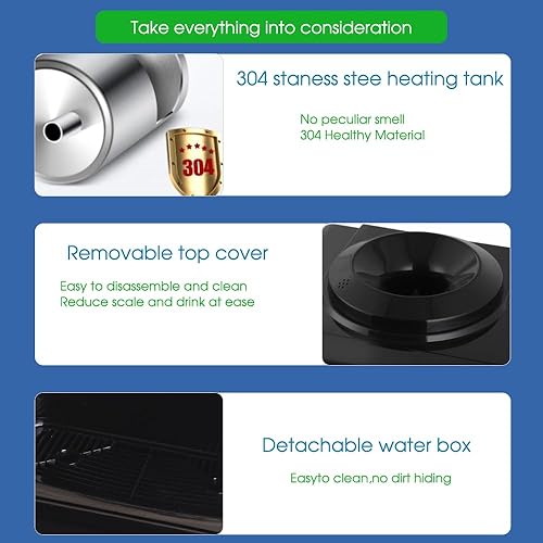 Miniatura 3 de Dispensador de enfriador de agua de carga superior, 2 ajustes de temperatura, caliente, frío, capacidad para botellas de 2 a 5 galones, con diseño