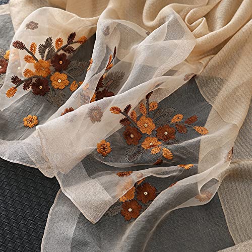 Wincess Yu Women Mulberry Silk Scarf Lightweight Embroidered Floral Shawl Wraps Beach Gauze Blanket Shawl For All Season #TOP4