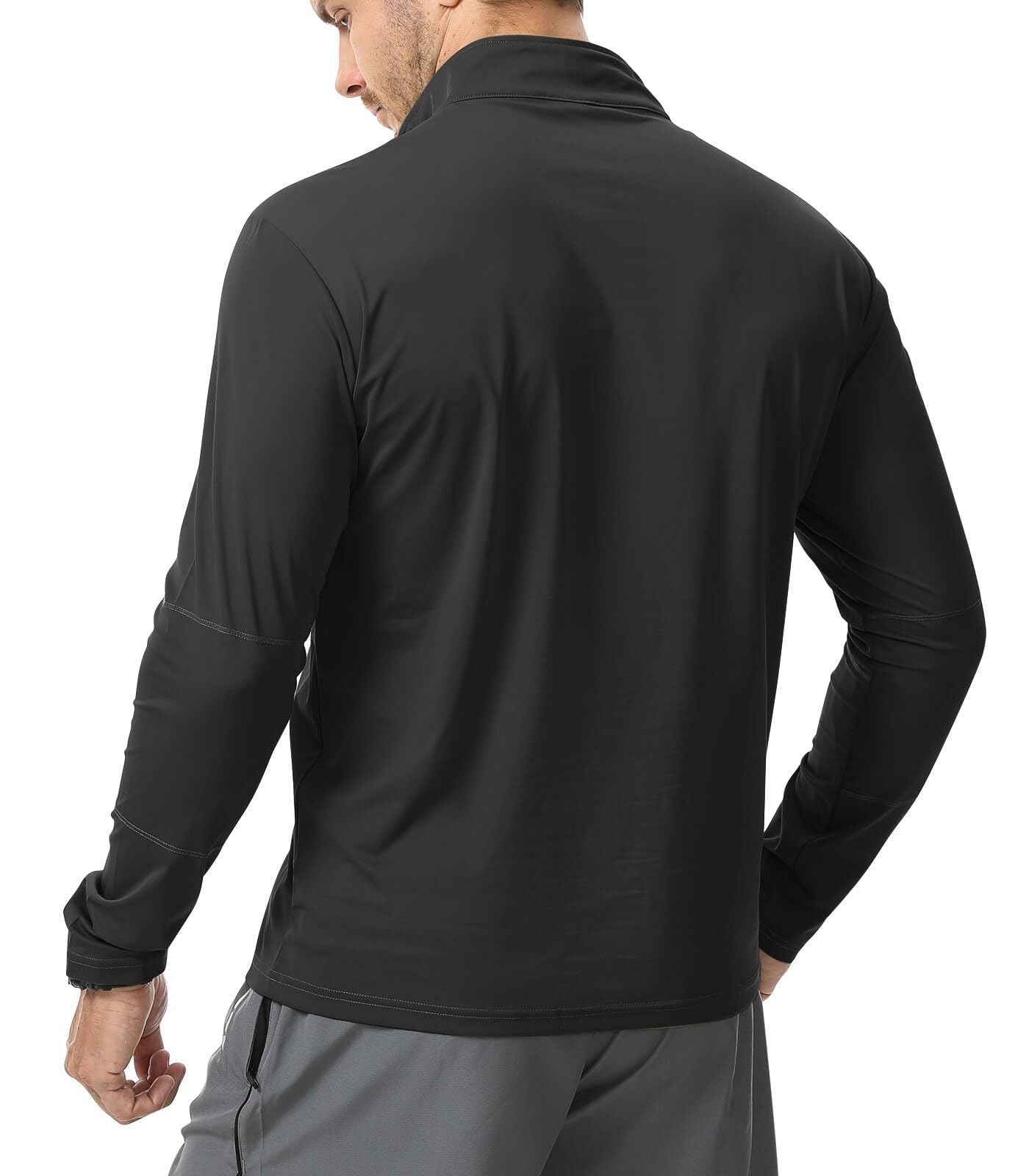 Camiseta de natación for Hombre, Camiseta de protección Solar de Manga Larga, con Cremallera, Secado rápido y Ligera.