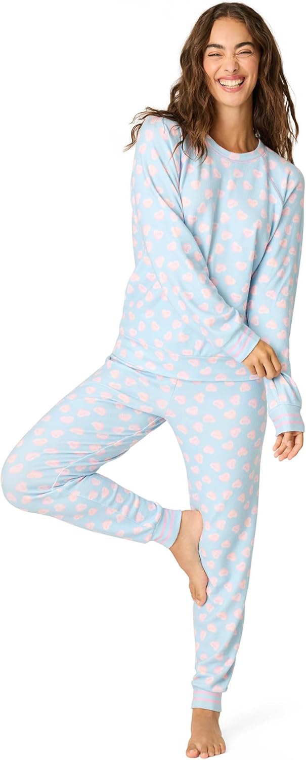 PJ Salvage womens Peachy Jersey Pullover Long-sleeve Top and Pajama Pant 2-piece Set