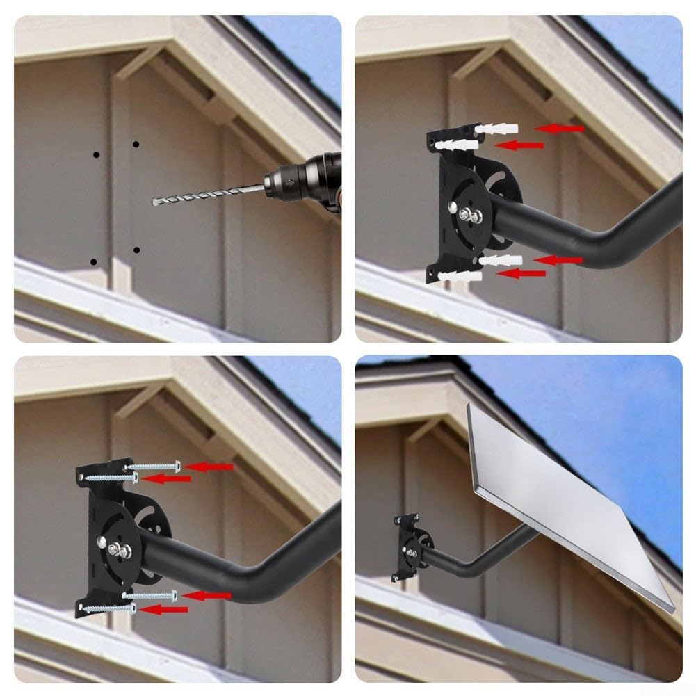 Kit d'adaptateur de poteau pour fixation murale Starlink en acier inoxydable droit et support coudé pour une installation extérieure sécurisée Noir (coude)
