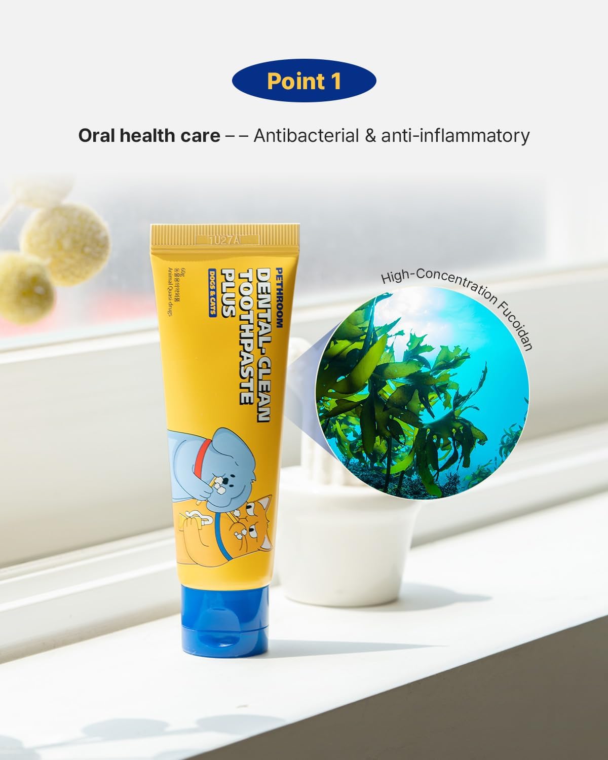 PETHROOM Pet Dental Clean Toothpaste Plus for Dogs & Cats – Apple Flavor, Enzymatic Toothpaste for Fresh Breath & Plaque Control, Gentle Daily Dental Care, Net Wt 2.1 oz