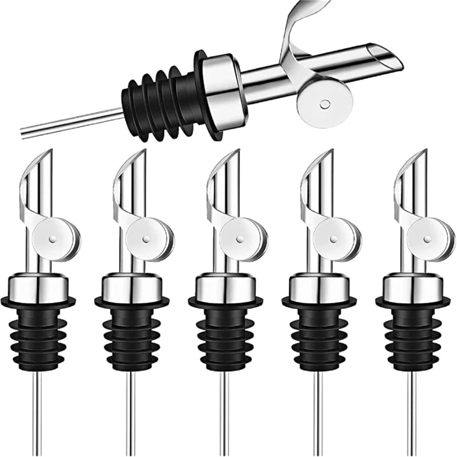 12 Units Oil Bottle Stopper Sprayer – Leak-Proof Nozzle for Liquor, Wine & Sauce – Practical Kitchen Tools(Silver)