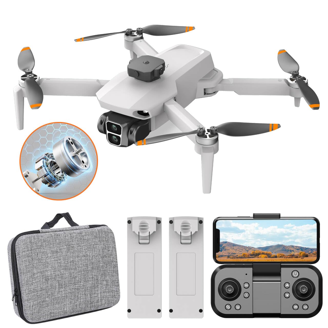 JCMO Mini Drone with 4K Camera, Foldable RC Drone with Brushless Motor with 2 Batteries, Drones with Camera 4k Offer for Beginners and Teens (White)