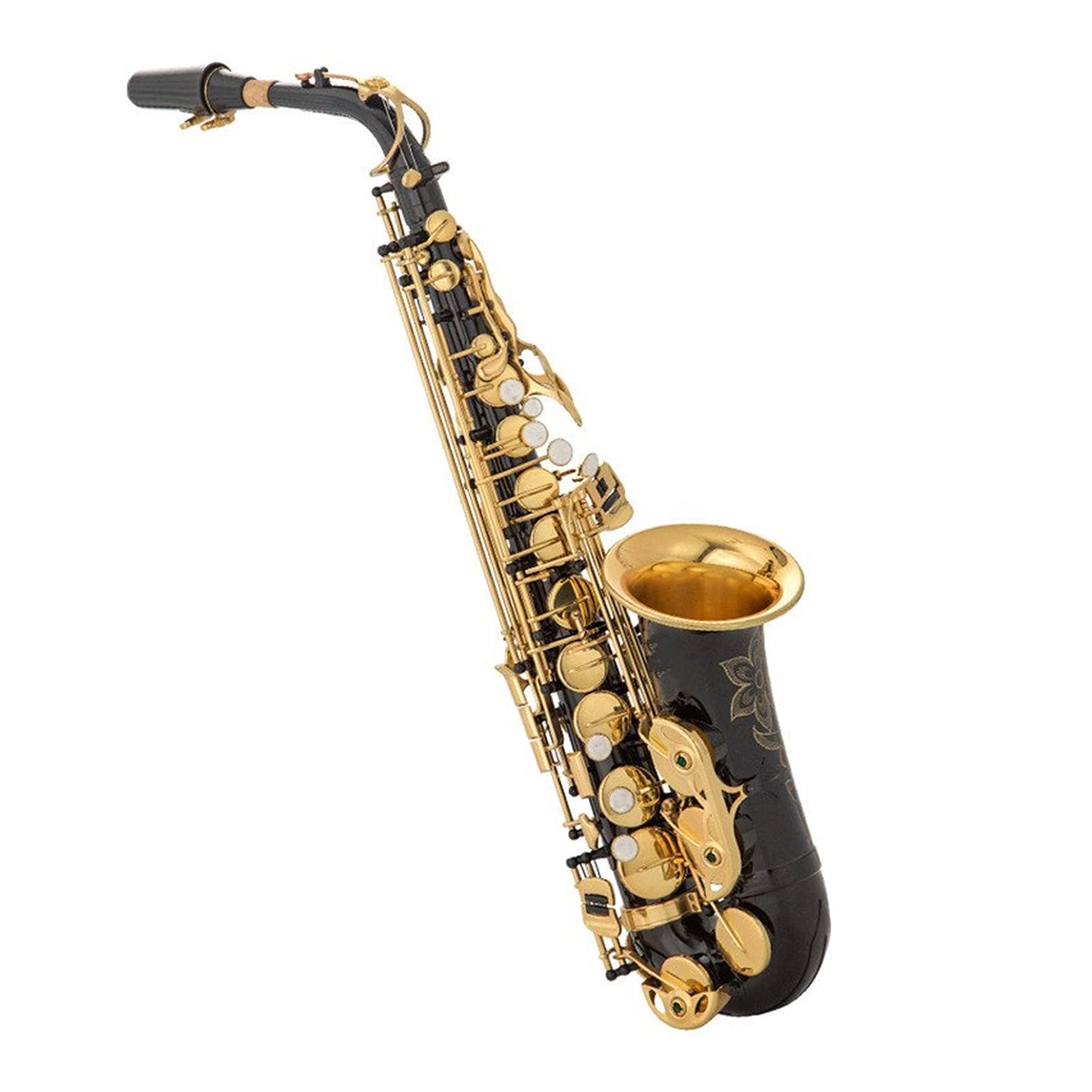 Sassofono Contralto in MIB Ottone Laccato Oro Mi Flat Sax Strumento A Fiato Sassofono Studenti (Color : Black)