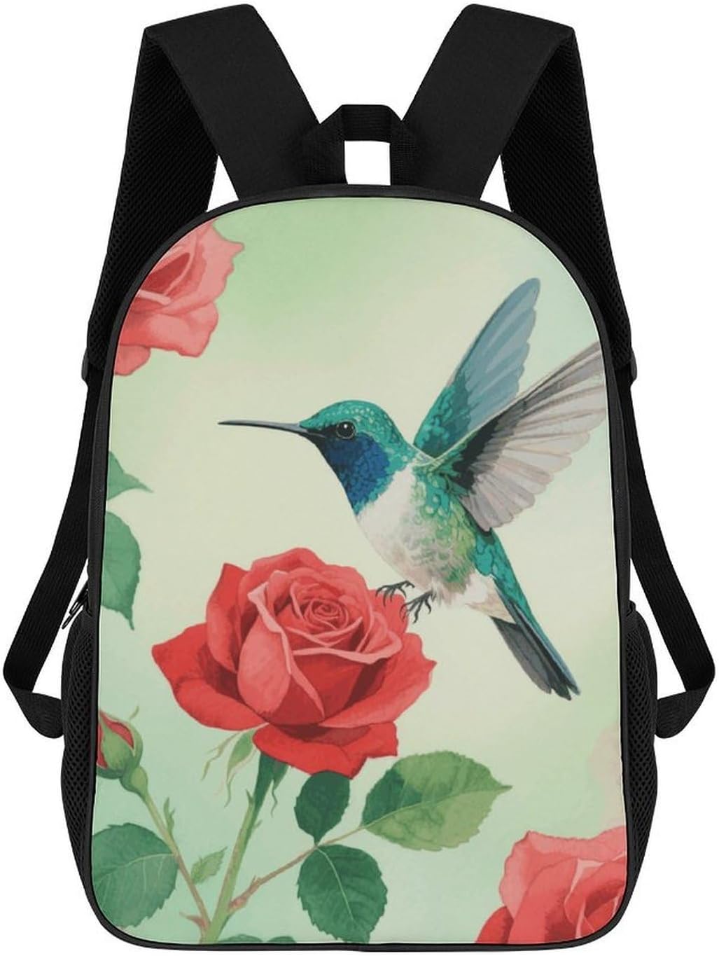 Hummingbird Flowers Large Backpack for Work, 17 Inch Laptop Bag