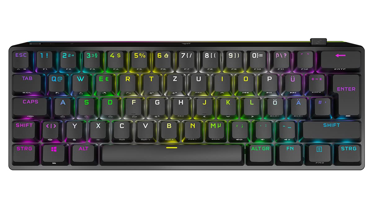 Corsair K70 Pro Mini Wireless Gaming Tastatur - MX Speed Silver, Schwarz