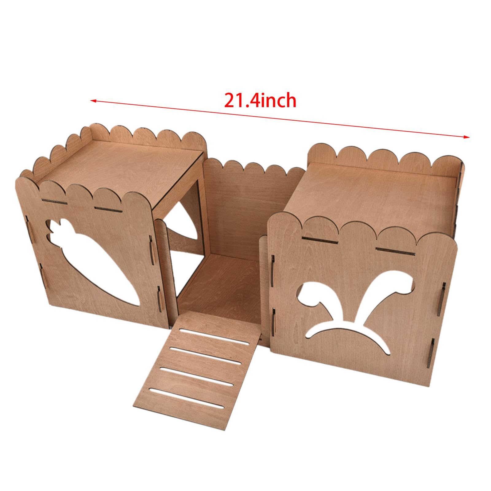 Holzkaninchenburg, Versteck, Hamsterhaus mit Rampe, Hütte, Nest, Kleintierhaus, Bett, Meerschweinchenversteck, Haus für Eichhörnchen Und Lemminge, Aus