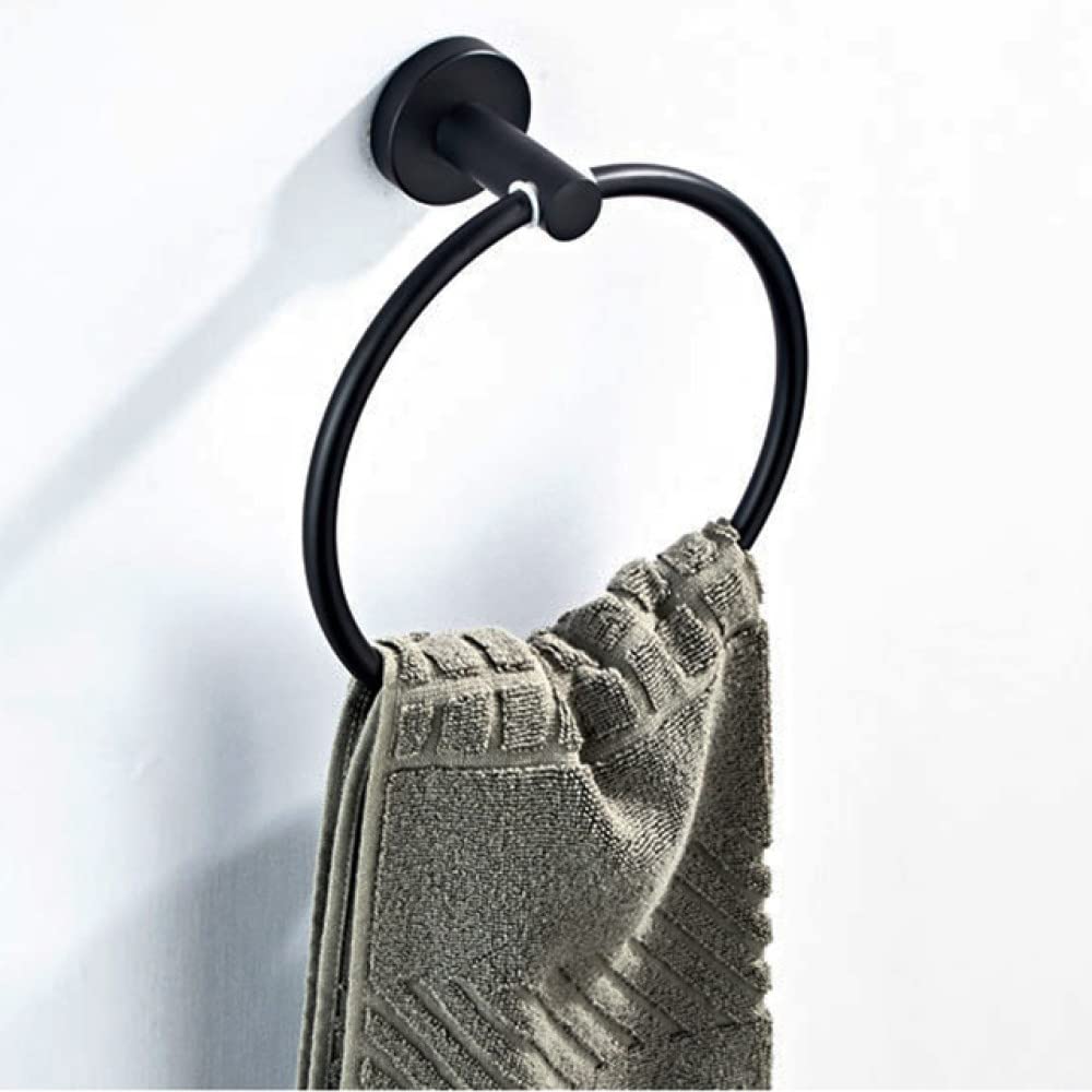 Porte-brosse toilette et étagère verre dans ce set accessoires bain noir