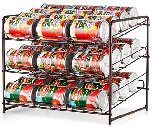 Auledio 3 Tier Can Rack, Stackable and Adjustable Multi-Function Cabinet Basket Organizer,Bronze