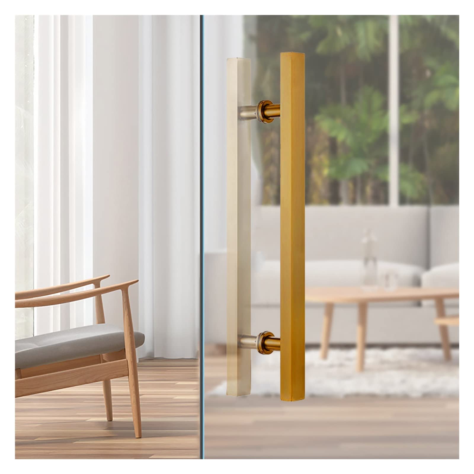 Manilla de Acero Inoxidable para Puerta corredera de Granero, para Entrada de Madera/Vidrio, Manilla de Empuje/tracción en Forma de H con Tubo Cuadrado, Montaje a Doble c