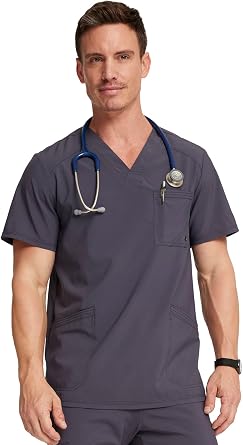 Cherokee Scrub Set for Men V-Neck Top with Tapered Leg Pant | Adjustable drawstring waistband, Comfortable fit, Easy-care design, Made for every shift