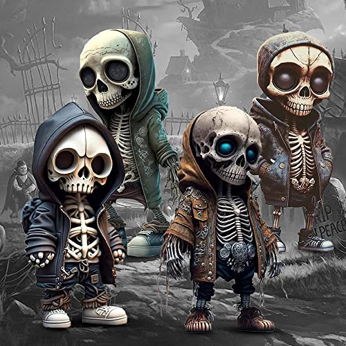 4 Pcs Cool Skeleton Figurines, 2023 New Cute Statue Skeleton Halloween Ornaments Decoration Collectibles Memorial, Unique Decoration Fun Gift For Statue Collectors Lovers (4 Pcs) #TOP2