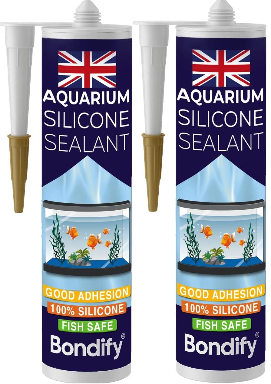 Aquarium Safe Silicone Sealant Clear, High Elasticity Fish Safe Adhesive 2PCs x 9.5floz Solvent Free, Non-Toxic Pond Sealant, Underwater Marine Sealant, Fish Tank Silicone, Sanitary Silicone