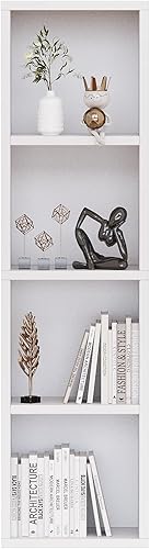 Miniatura 8 de Estantería estrecha de 45.8 pulgadas de alto, 4 niveles de cubo abierto de madera, estantería esquinera para espacios pequeños, oficina en casa,