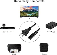 Vista 6 de TPLTECH Cable de alimentación de CA compatible con Xbox One S/X, Xbox Series X/S, PS4/PS5/PS3 Slim, reemplazo universal de 2 clavijas
