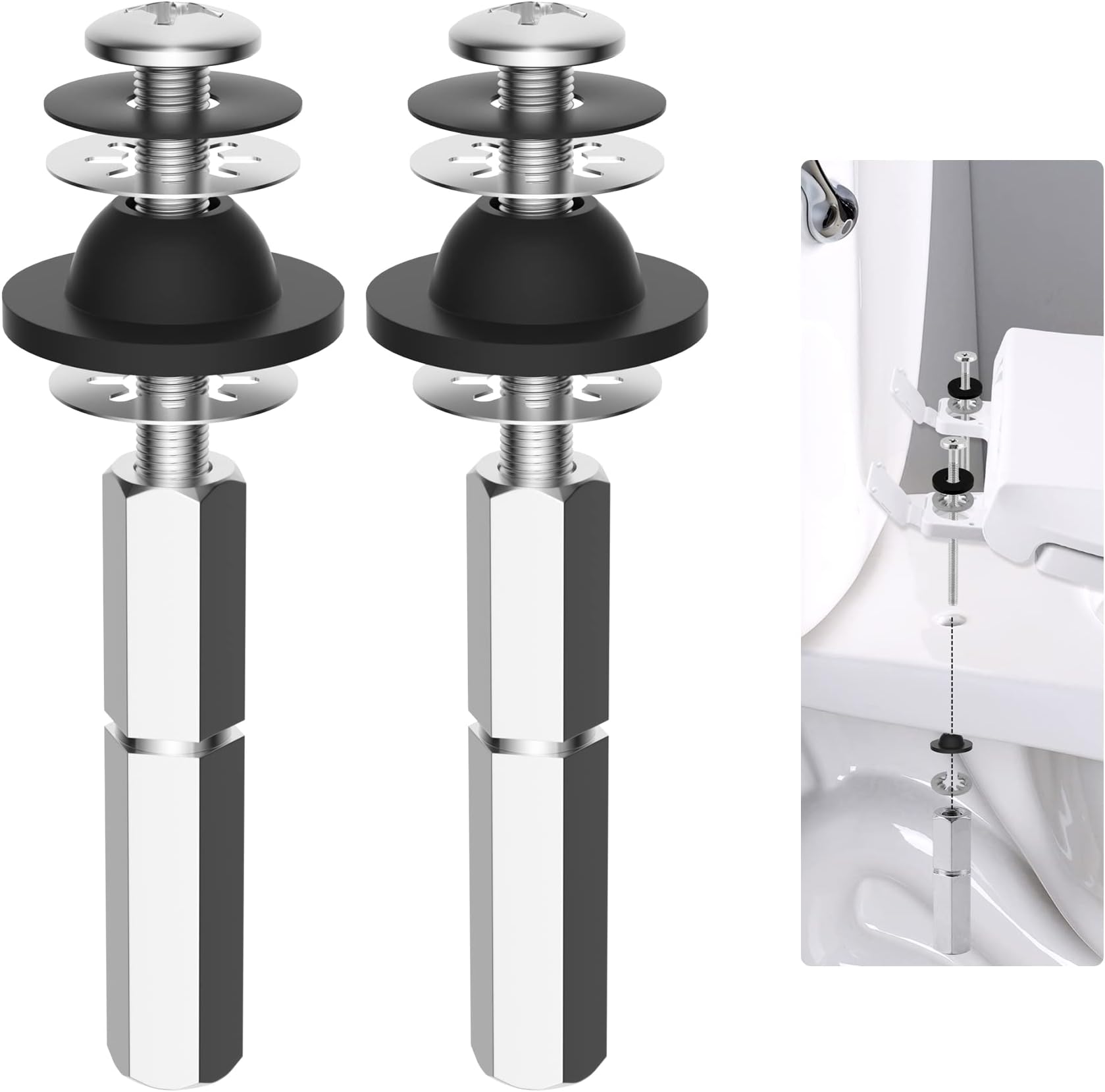 Amazon.com: 2PCS Universal Toilet Seat Hinge Bolts Kit, Heavy Duty ...