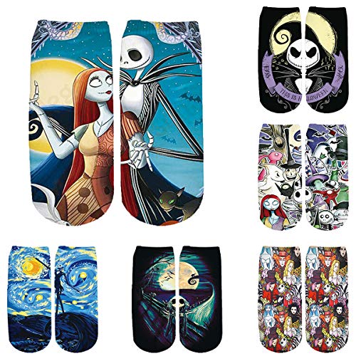 Ahegao Socks novelty socks 3D Socks Funny Crazy Ankle short Socks Value 6 pairs Pack YX GIRL (DWZ-1)