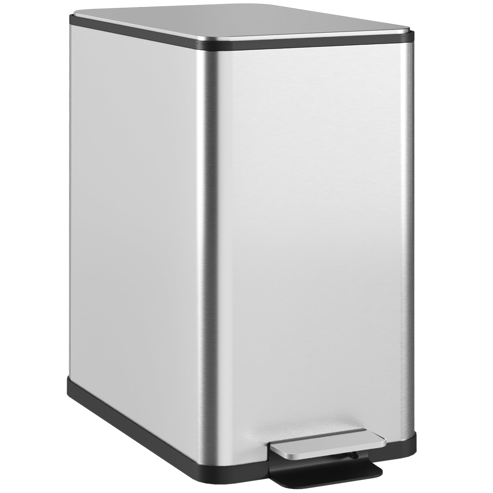 Modern 8-Gallon Stainless Steel Trash Can with Foot Pedal Step Lid Open Design