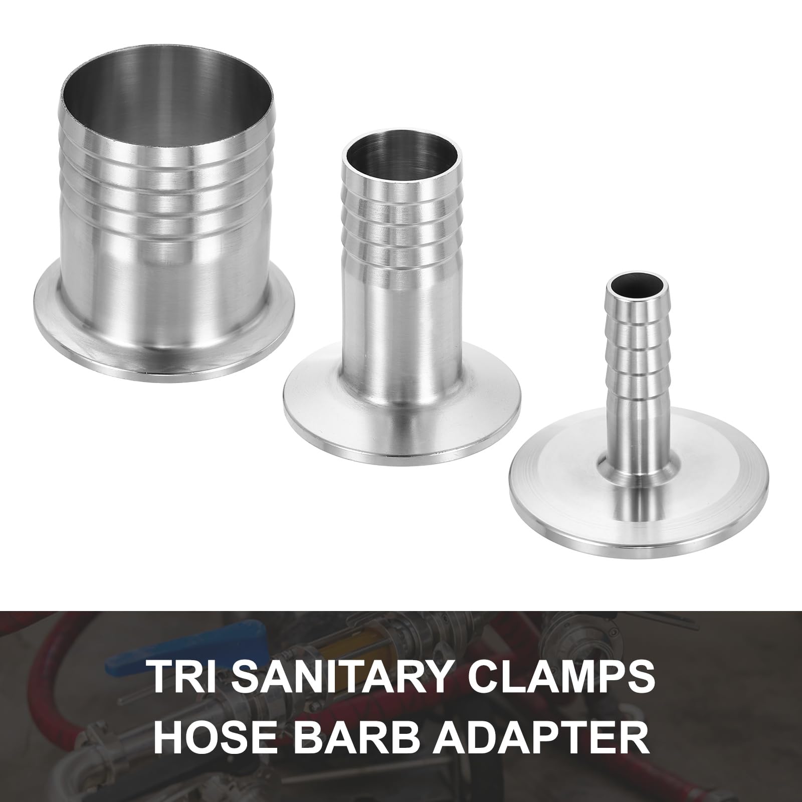 PATIKIL Tri Sanitary Clamps Schlauchanschluss Mit Widerhaken 2 Stück Tri Sanitary Clamps 2" Rohr 64 mm Ferrule Schlauchanschluss 304 Edelstahl Rohr Für Brauerei