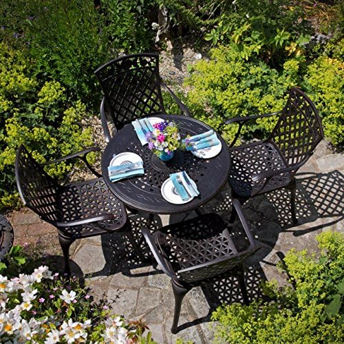 Lazy Susan Anna 80 cm Runder Gartentisch mit 4 Stühlen Gartenmöbel