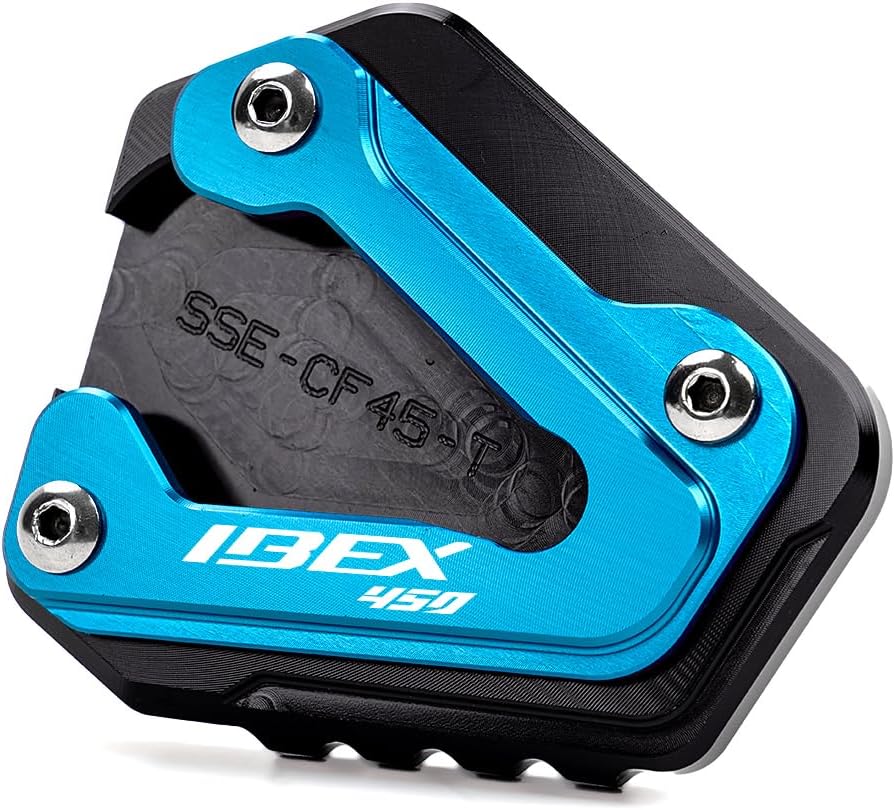 Fits for CFMOTO Ibex 450 Ibex450 2025 2026 Motorcycle Accessories Aluminum Kickstand Side Stand Enlarger Pad for Soft Ground, Grass, Hot Pavement (Sky Blue)