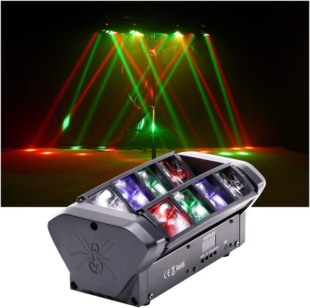 Moving Head Dj Lights 2 Pack DJ Stage Light, Spider DJ Lights DMX512 Sound Activated for Club Disco Family Party Bar DJ Equipment(2-Pack) : Musical Instruments