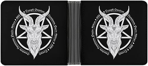 Baphomet Demon Goat Head - Billetera de cuero para hombre con 6 bolsillos para tarjetas de crédito