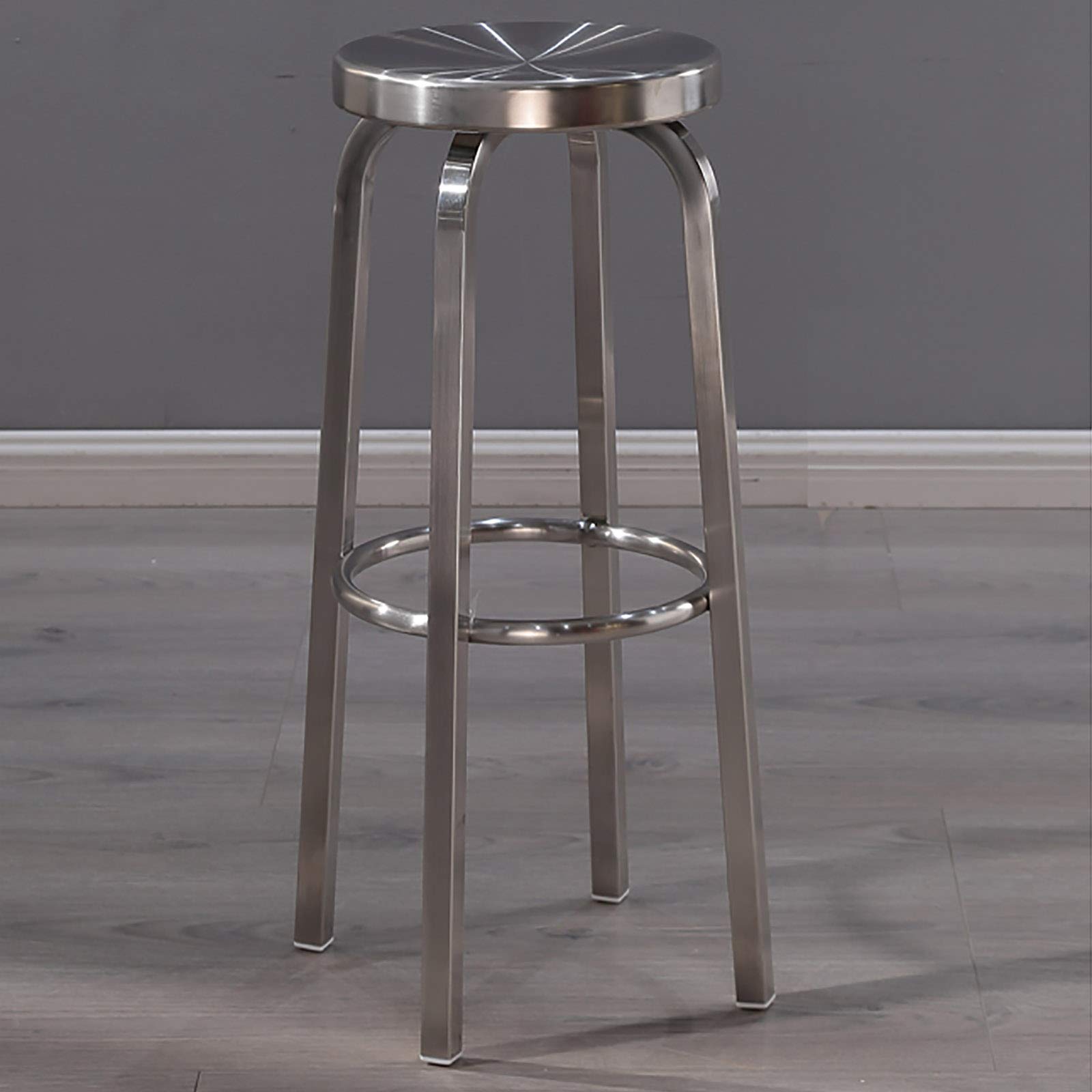 Taburete de Bar sin Respaldo de Acero Inoxidable, Taburete Alto de mostrador, Calidad Comercial, Acabado de Acero Inoxidable, Altura del Asiento de 65 cm / 75 cm, Uso en Interiores y Exteriores