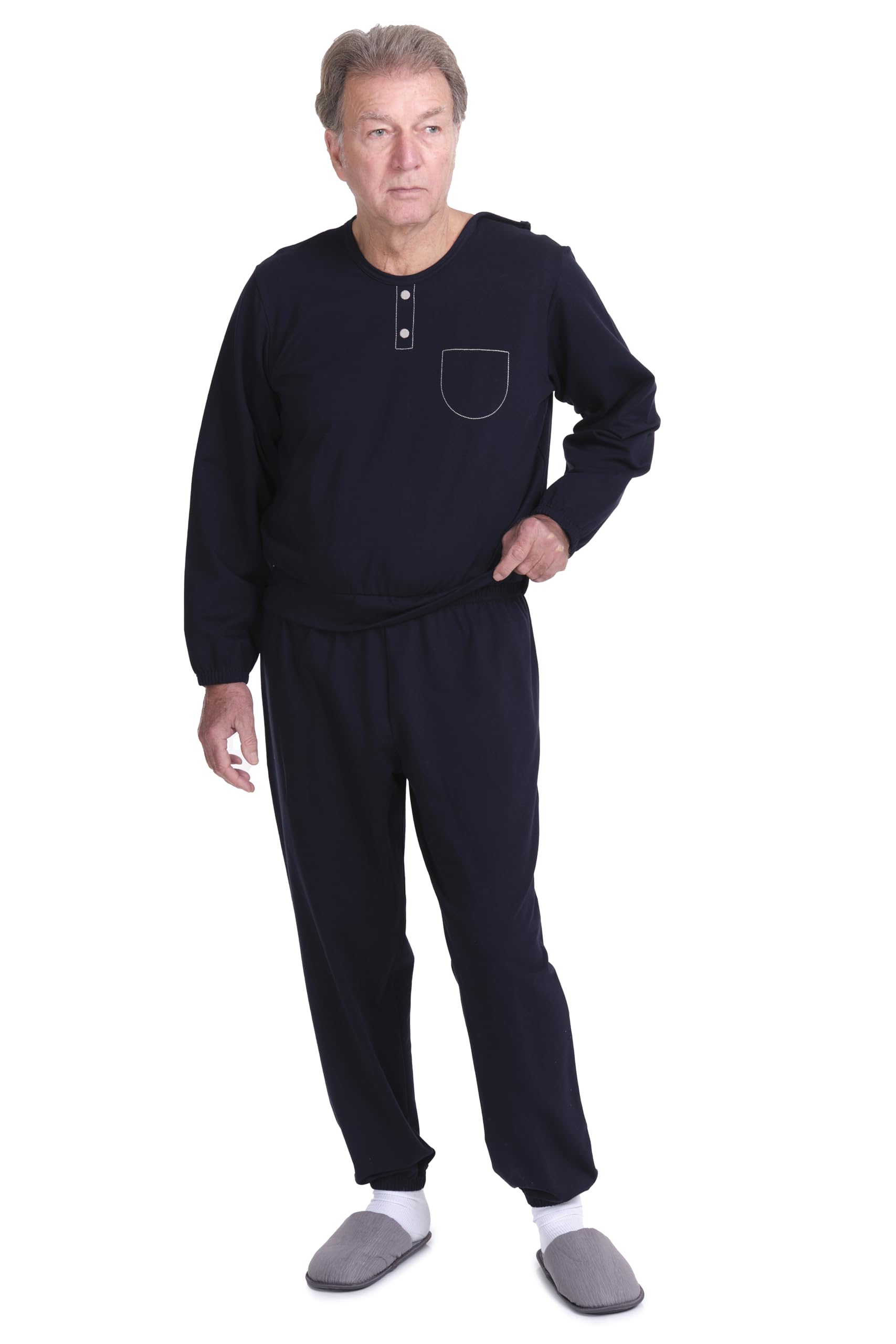 Combinaison d'hygiène pour personnes âgées, incontinence ou maladie d'Alzheimer - 9010 - Fermeture dorsale - 1 pièce, bleu, XL