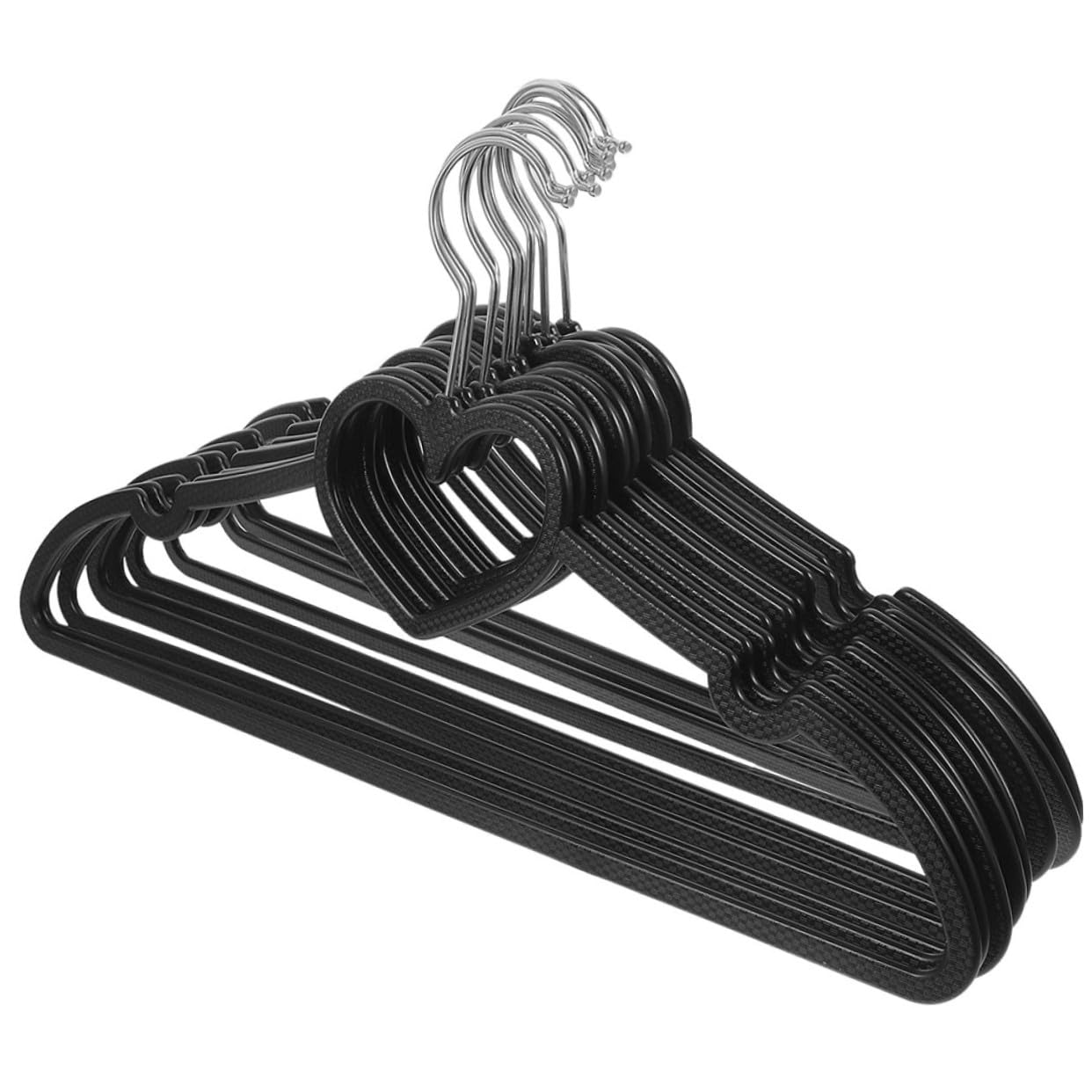 Grucce a Cuore Nere in Plastica 20 Pezzi Antiscivolo | Riutilizzabili, Design Moderno e Sottile, Formato 40x23x0, 6 per Ordine Pratico