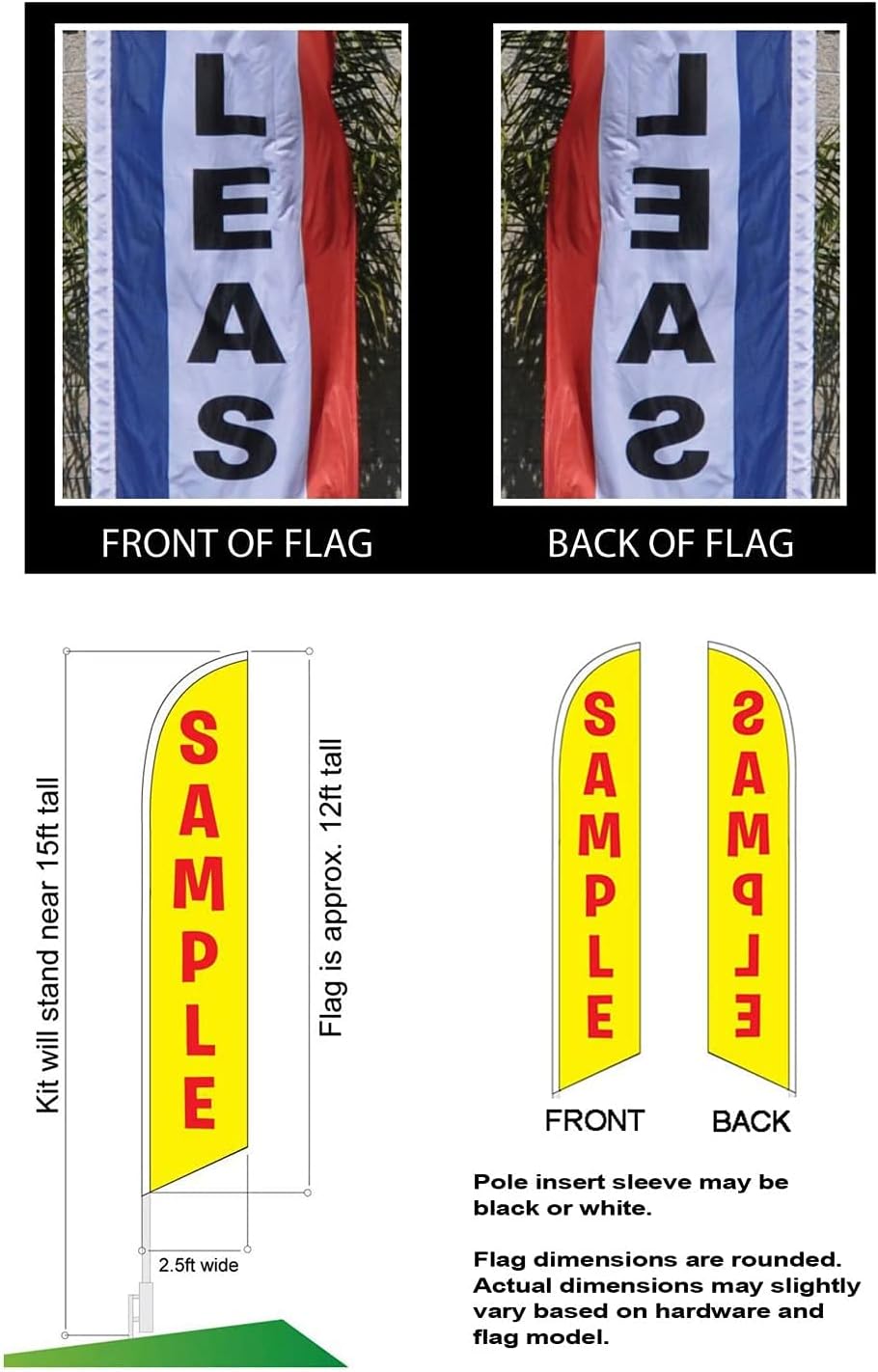 GLOBAL ADVERTISING SOLUTIONS Lunch Special Feather Flag Eye Catching Banner Sign for Business and Marketing Complete Set with 15 ft Pole Kit and Ground Spike