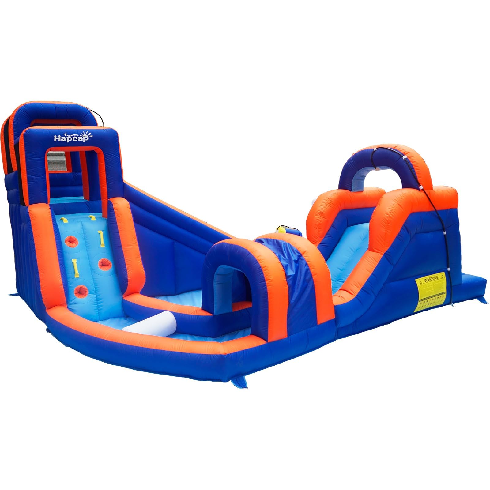 Hüpfburg mit Gebläse,Aufblasbarer Wasserpark mit Rutsche und Kletterwänden,Tunnel,Schwimmbecken, Wasserpistole,Geeignet für 5 Kinder im Alter von 3 bis 8 Jahren (420 x 410 x 240 cm)