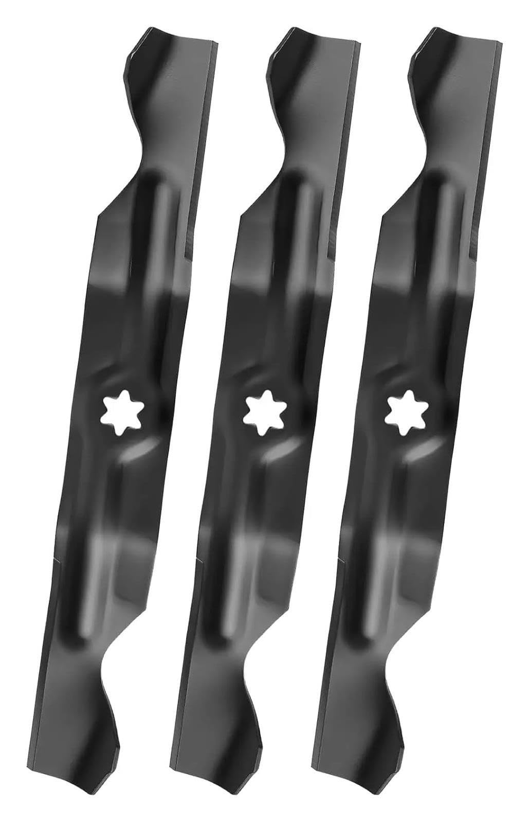 942-04053C Cuchillas for Cortacésped, 3 Unidades, Cubierta De 50 Pulgadas, Orificio Central En Forma De Estrella De 6 Puntas, Cuchillas for Mantillo Reemplaza A 742-04056, 942-04056